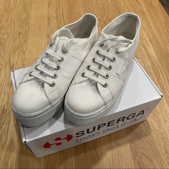 Superga Shoes - Superga 2790 White Platform Sneakers